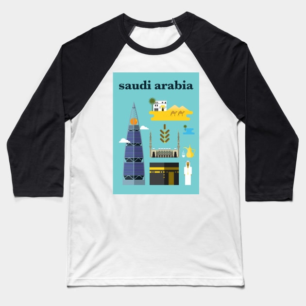 Saudi Arabia poster Baseball T-Shirt by kursatunsal